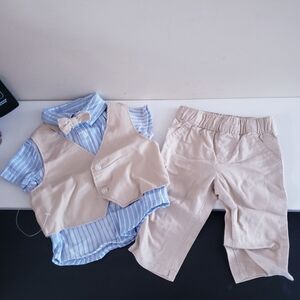JF BNWT Linen & Cotton Infant 4pc Set - 3/6 M